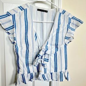 Abercrombie Striped Ruffle Crop